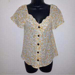 Yellow Monteau floral top